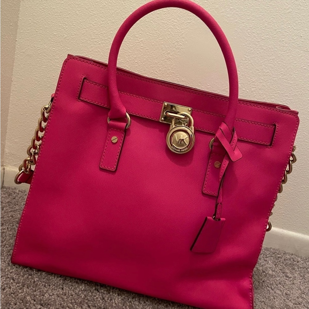 Hot Pink Michael Kors Hamilton tote bag